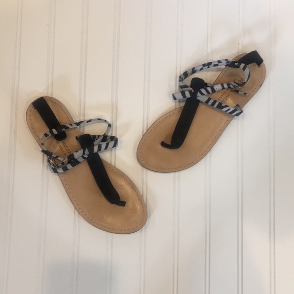 Niccolo Vacari Black Gray Zebra Flat Sandals - Picture 1 of 8